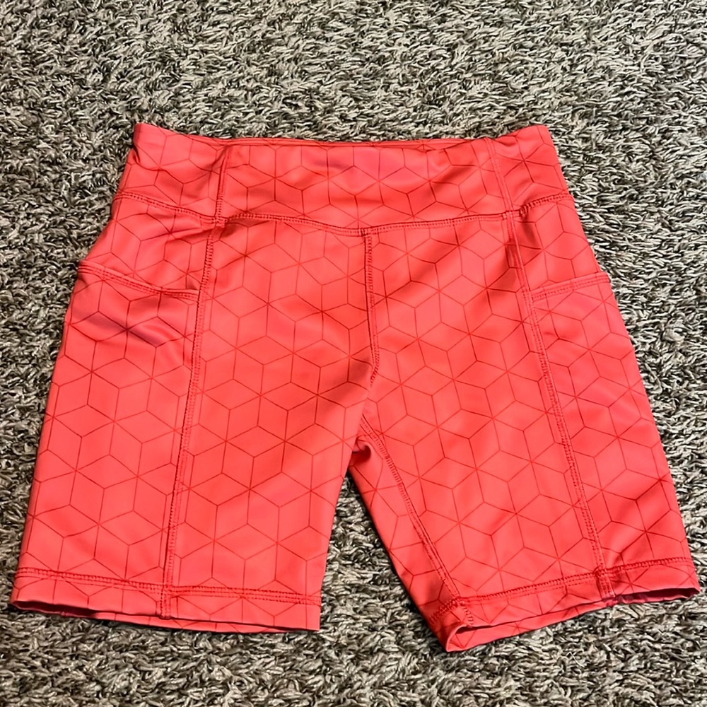 Pink patterned athletic shorts